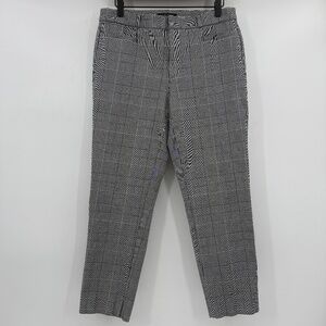 Banana Republic Pants Women 8 Gray Black Plaid Sloan Tapered Mid Rise Stretch